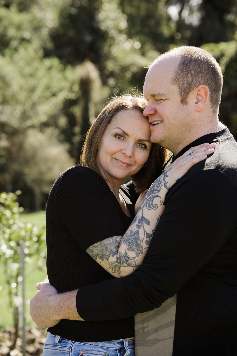 Couple at home cuddling