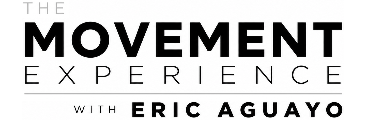 The Movement Experience with Eric Aguayo logo in bold black text on a white background.