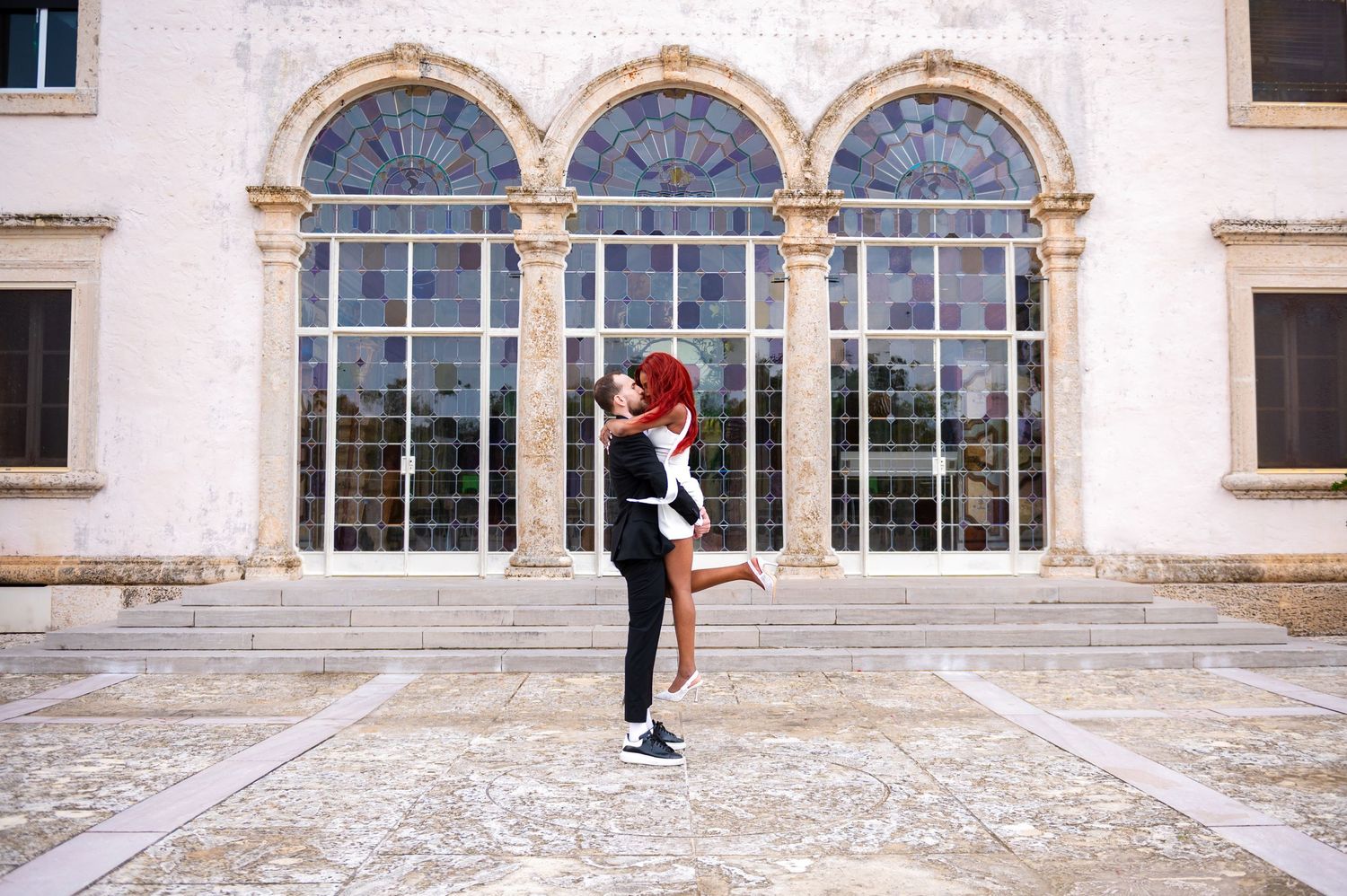 Wedding photographers in Miami captured this moment at Vizcaya Museum.