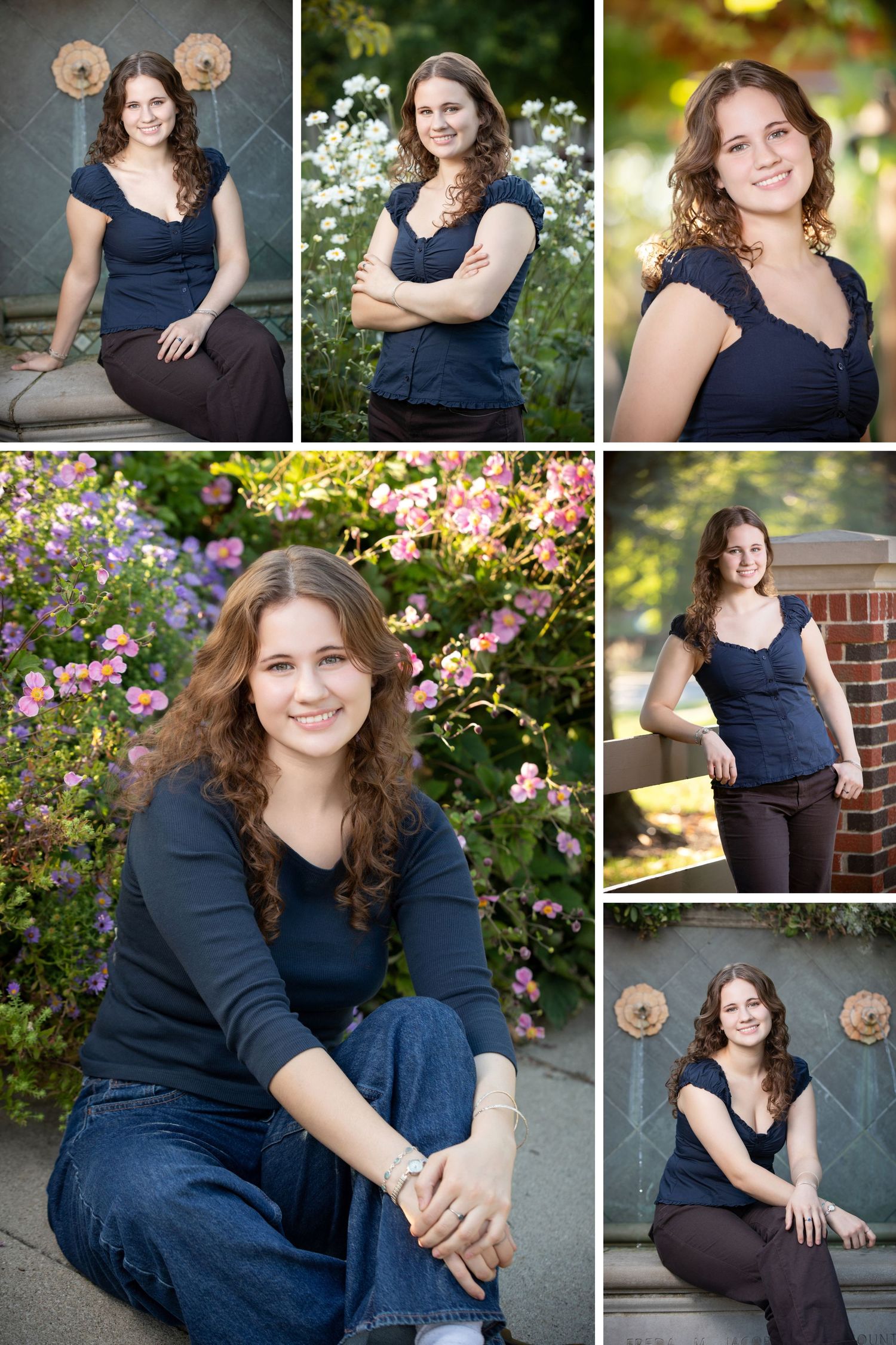 Upper Arlington senior pictures at Community Gardens with a natural outdoor setting with flowers, greenery, and timeless senior portraits.