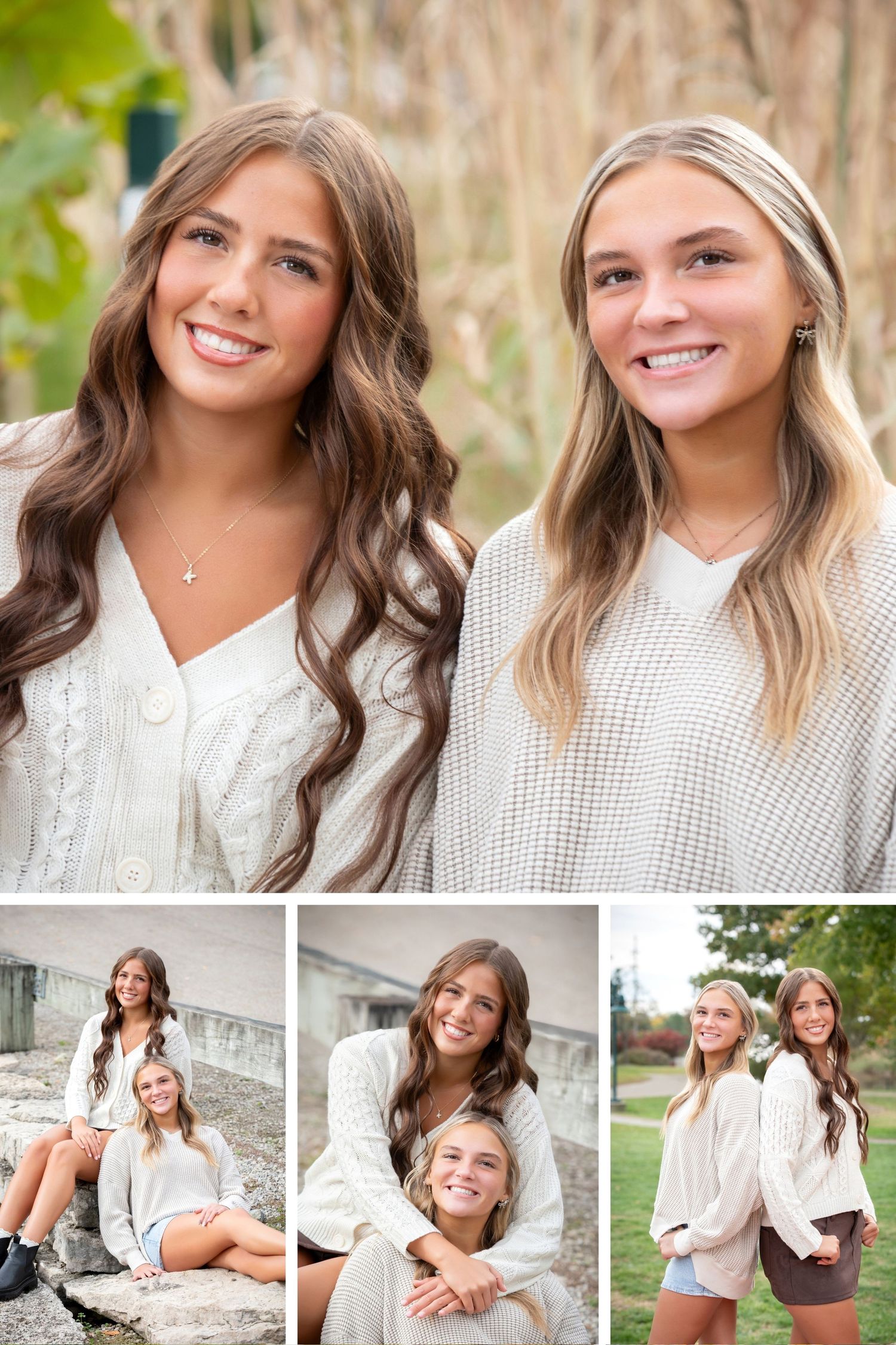Olentangy senior and twin portraits at Everal Barn with natural outdoor backgrounds by Columbus Ohio senior photographer.