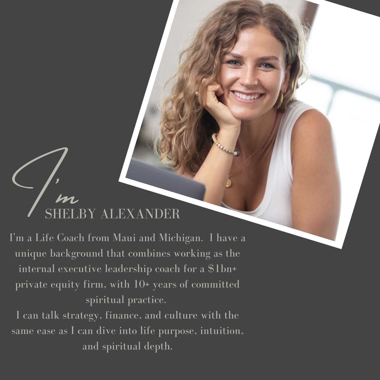 Shelby Alexander, Life Coach from Maui and Michigan, smiling confidently in a professional promotional headshot photo.