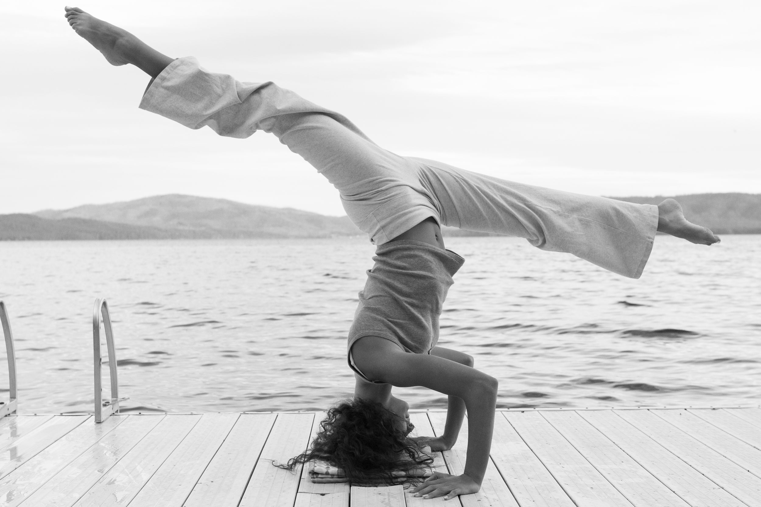 Yoga pose on the dock