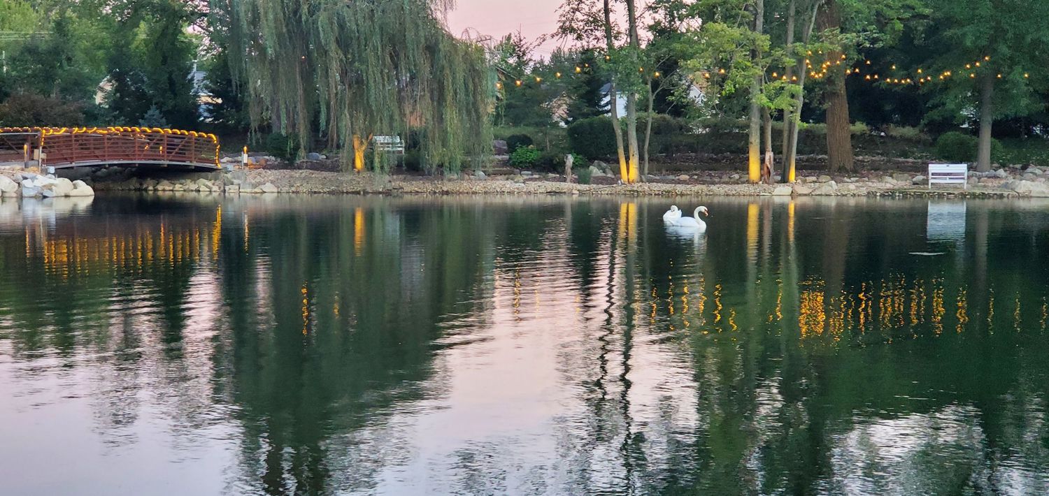 Serene park lake rat Swan Lake Event Center Wedding Venue