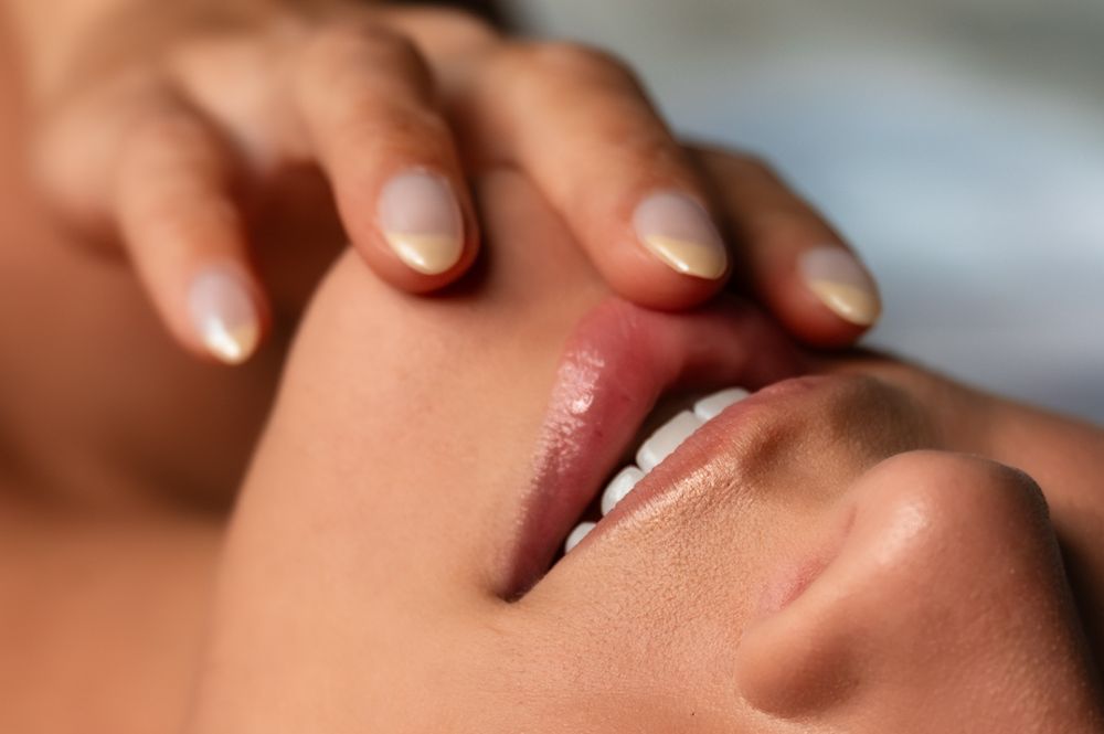 Close-up bridal boudoir session.