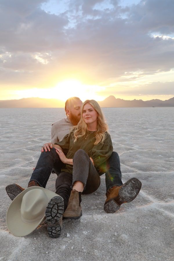 romantic couple at the salt flats