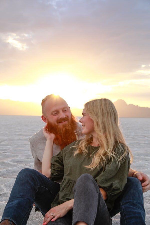 romantic couple at the salt flats