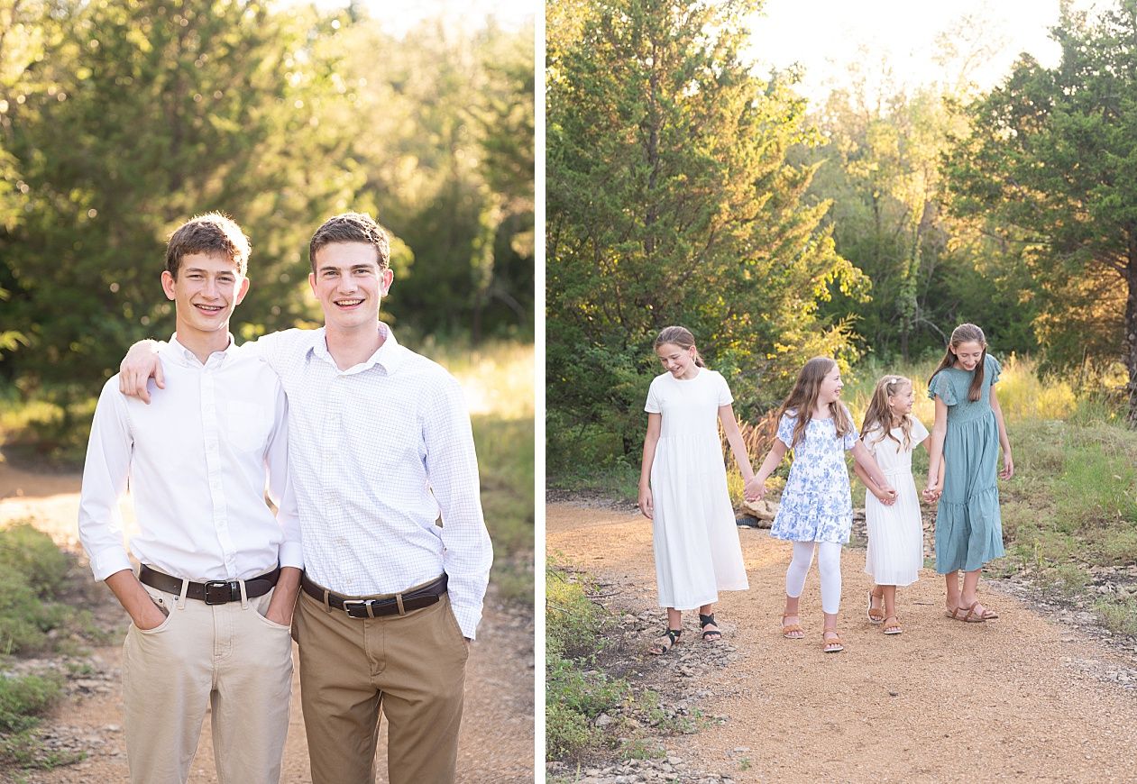 Family of 8 Outdoor Field Summer Portraits by Bartlesville Photographer Kristi Bray Photography