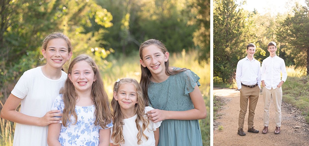 Family of 8 Outdoor Field Summer Portraits by Bartlesville Photographer Kristi Bray Photography