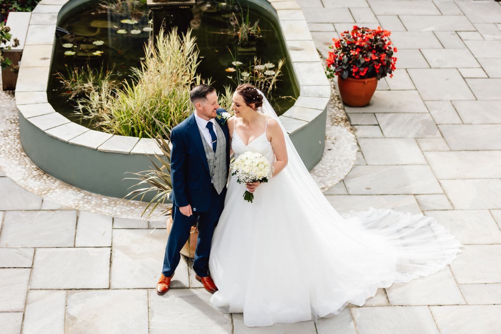Bride and groom from above