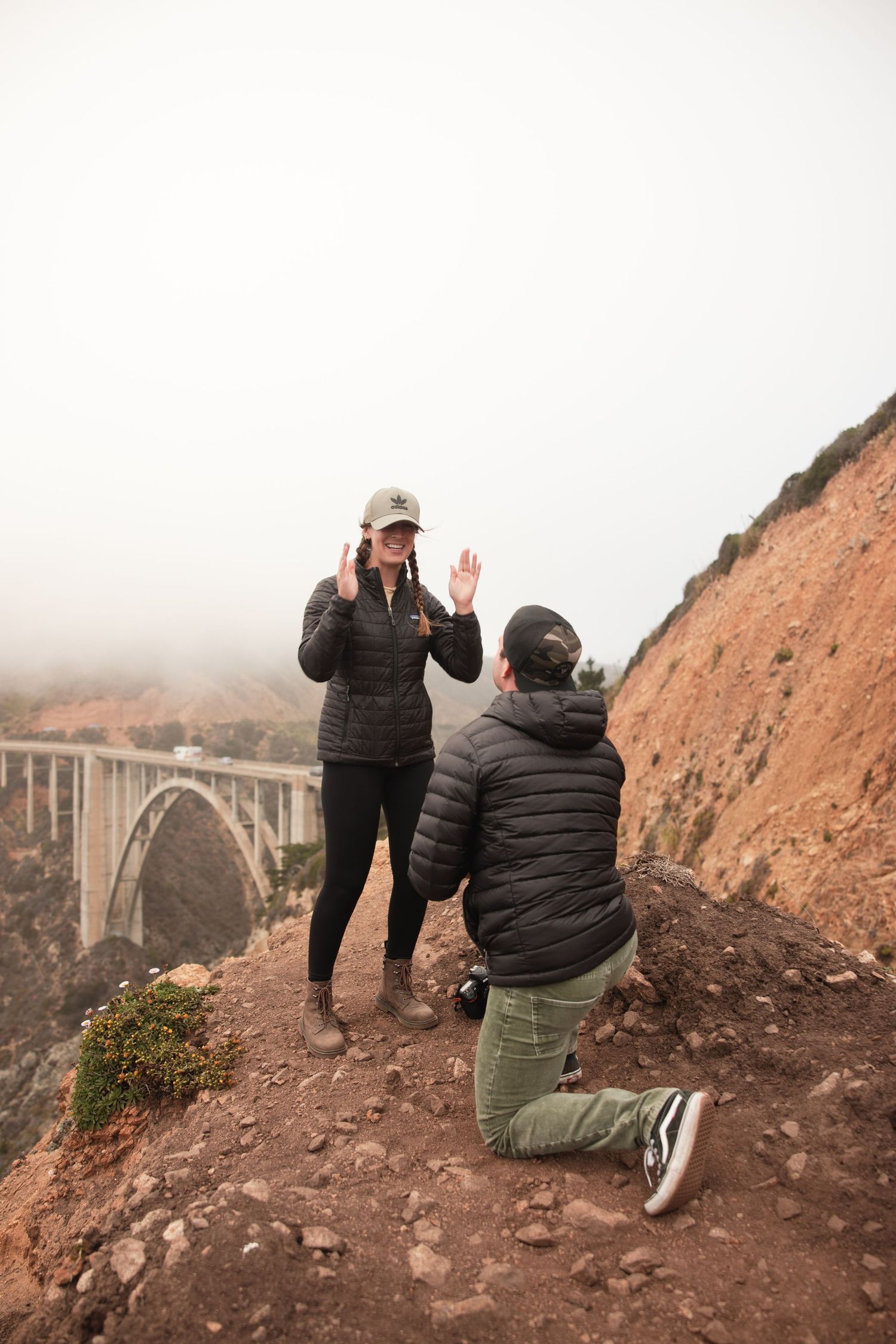 JeLau Photography Big Sur bixby bridge Beach Proposal Engagement Session She said yes Carmel Pebble Beach Monterey Bay Area California