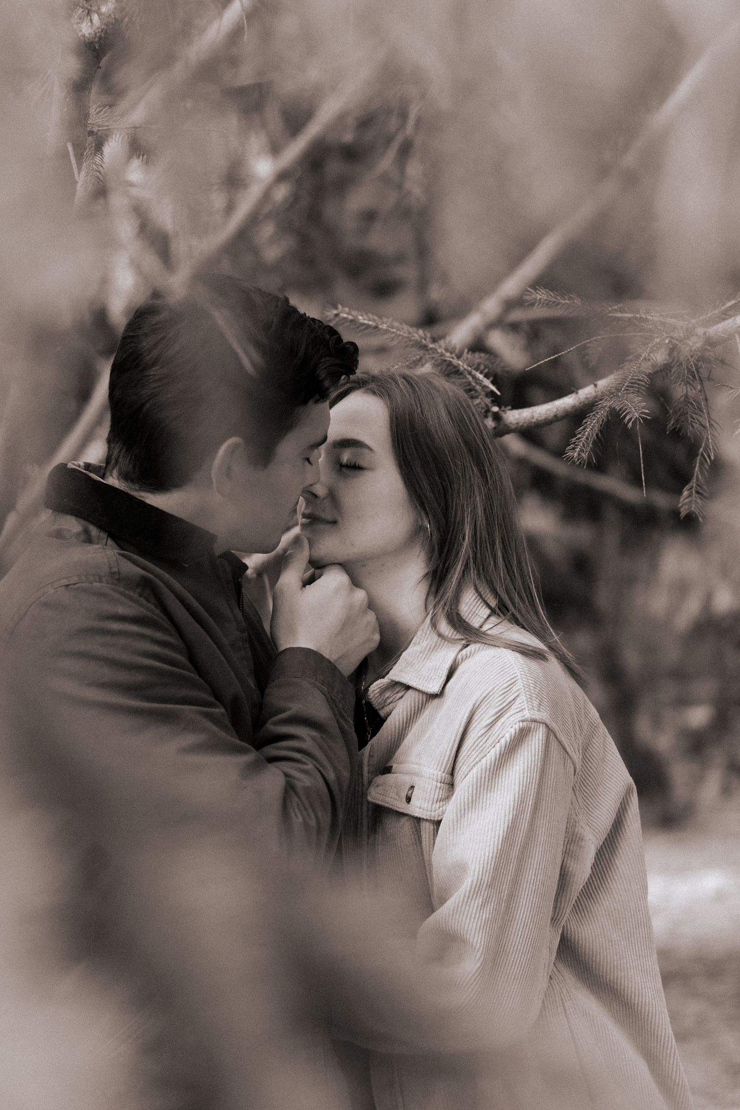 Emotional couple's photography. Outdoor portrait photography.