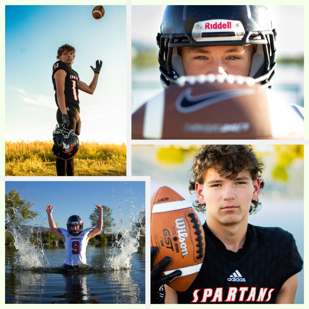Football action shot images taken at Bountiful Pond, Bountiful, UT.