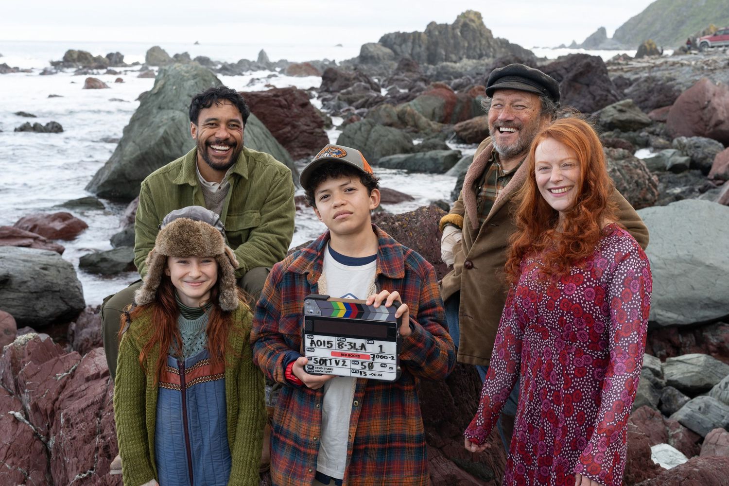 The main cast of RED ROCKS on location for the filming of BYUTV and SKY Originals NZ