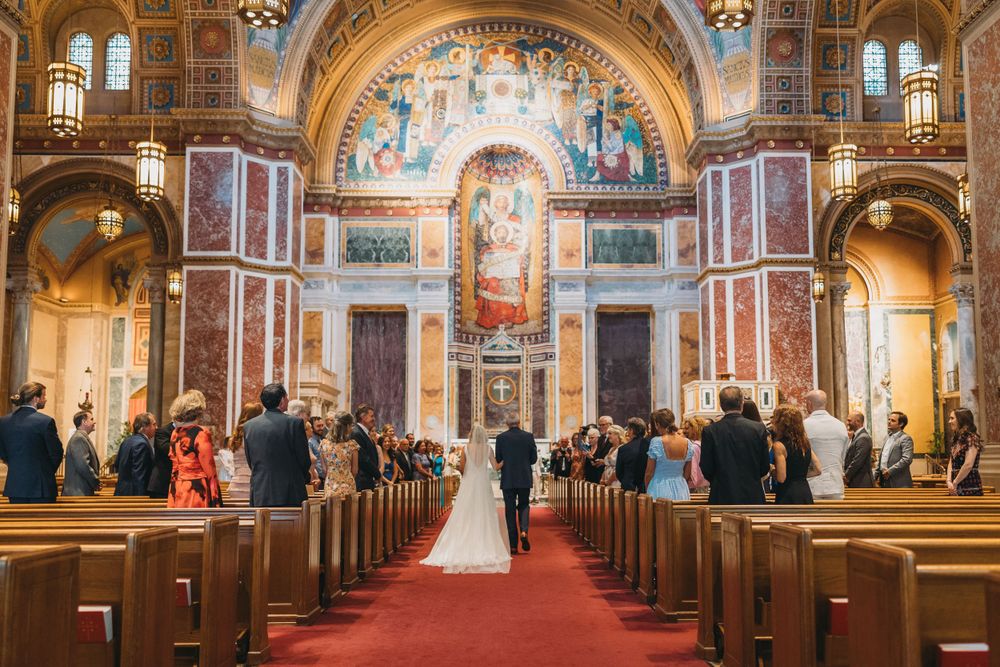 Elegant Catholic wedding ceremony inside Cathedral of St. Matthew the Apostle