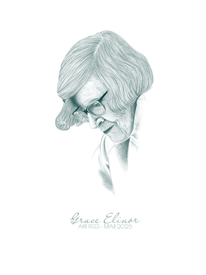 Hand-drawn image of Grace, my Grandmother.