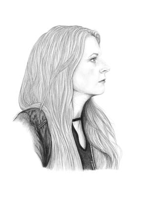 Hand-drawn profile image of Alissa, a beautiful woman with long hair.