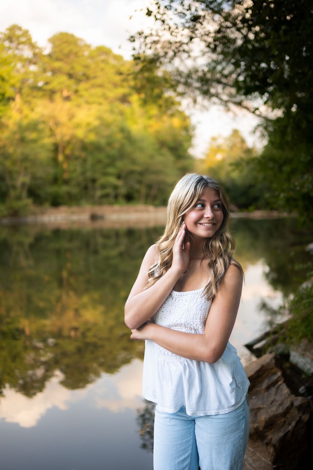 High school girl by the water