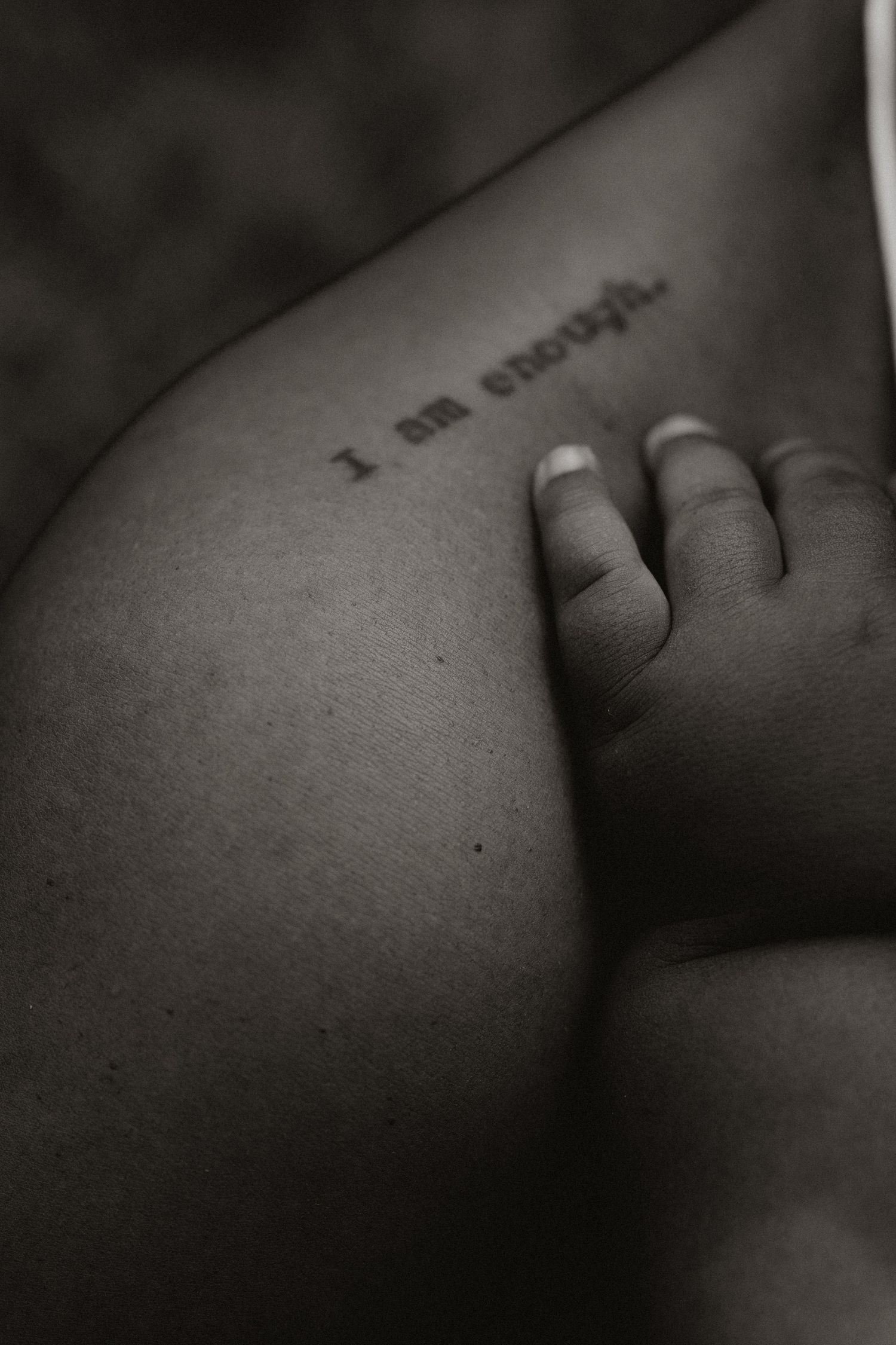 Artistic black and white close-up detail shot of skin texture.