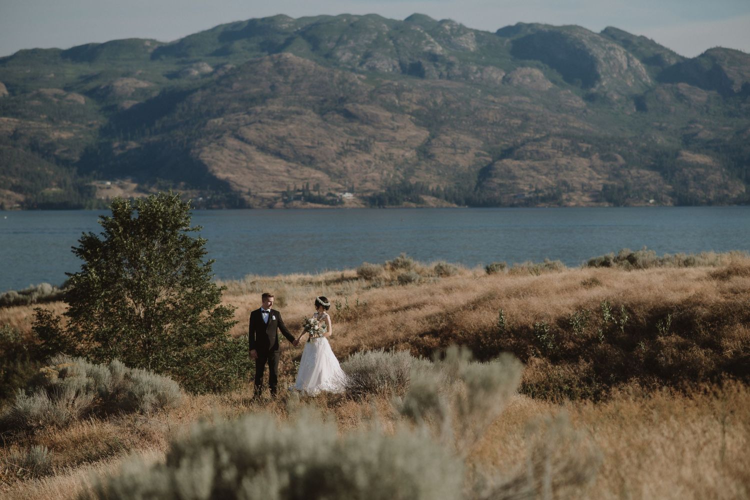 Scenic mountain landscape with lake view in rustic outdoor setting.