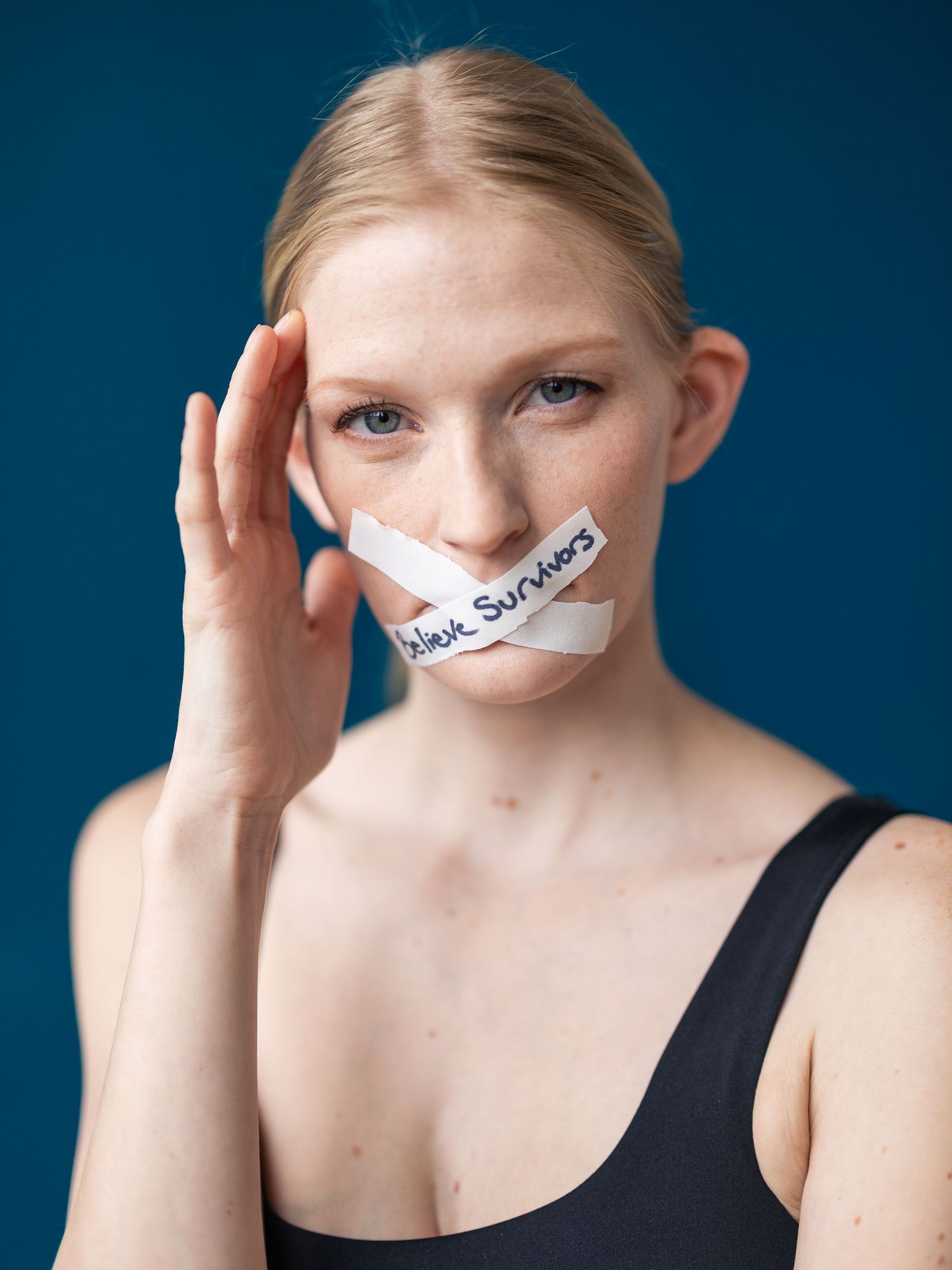 Woman portrait. Silence was never consent campaign to raise awareness to human trafficking victims.