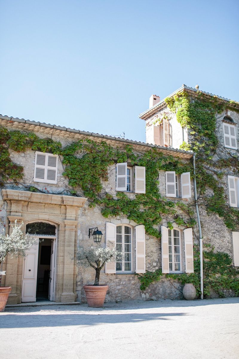 Elegant stone architecture and terrace at Château de Massillan wedding venue in Provence