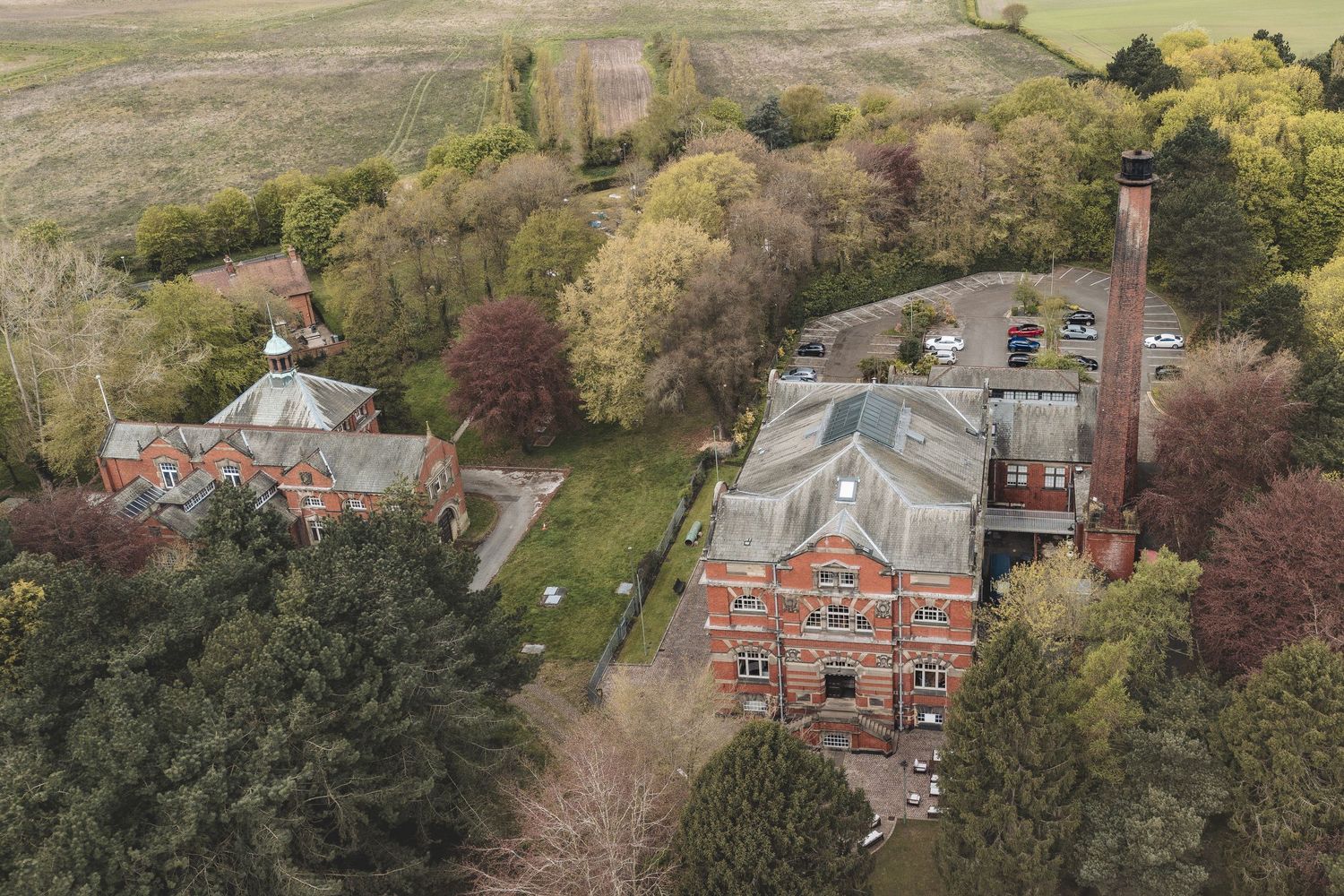 Aerial view of The Pumping House a Nottinghamshire wedding venue.