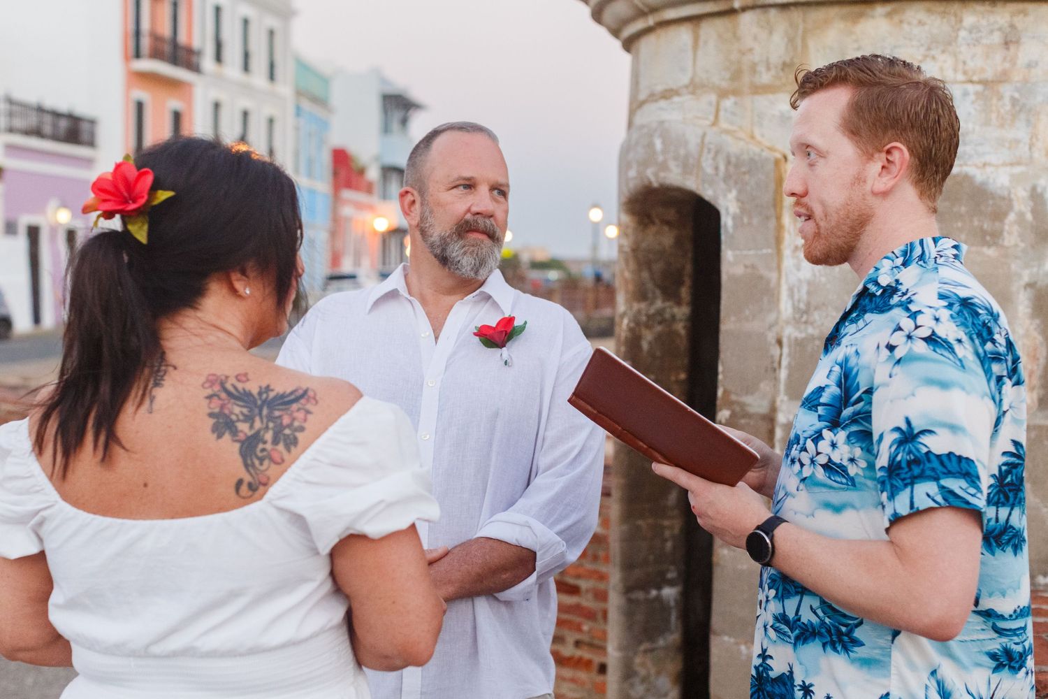 Wedding ceremony. Garita at Castillo San Cristóbal in Old San Juan, Puerto Rico.