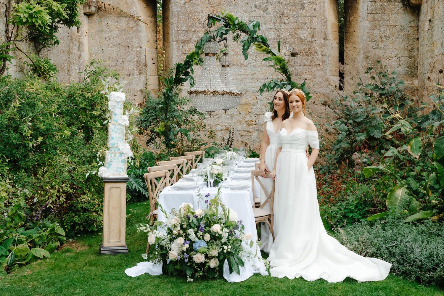 Sudeley Castle Wedding Photographer Cotswolds Zara Davis Photography in Gloucestershire near Cheltenham Two brides and table with cake