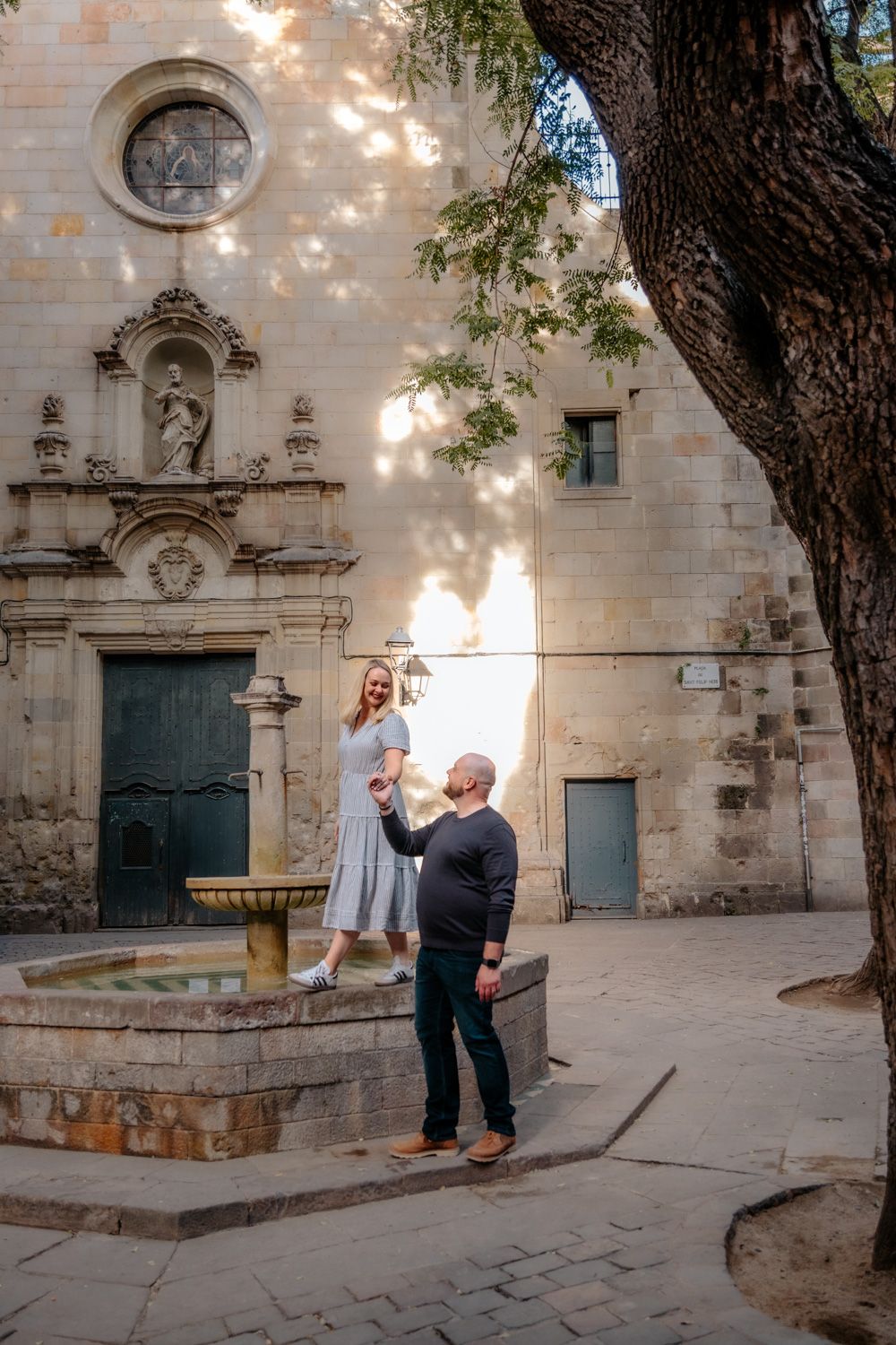 Romantic walk in Arcade of History of Barcelona Barcelona couples photoshoot BarcelonaLoversPH