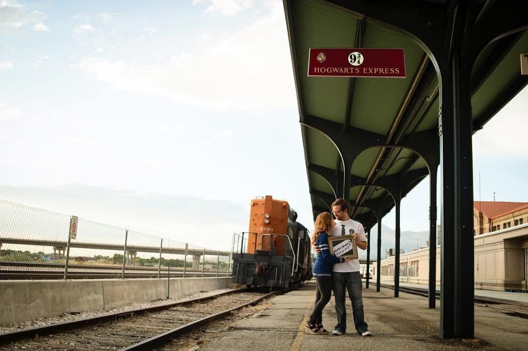 harry potter hogwarts express couple shoot union station ogden utah