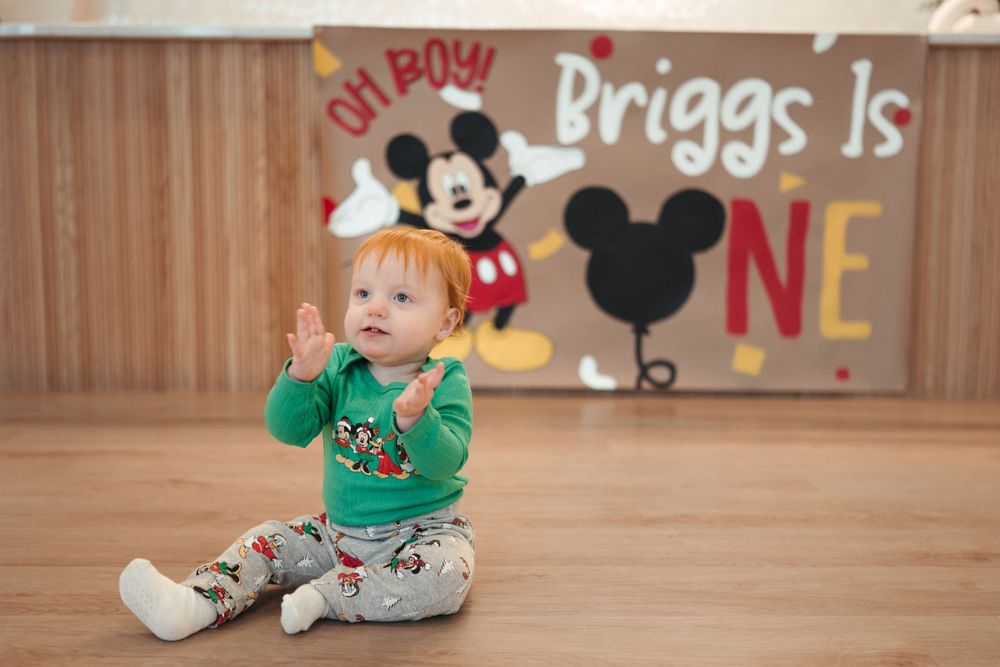 Mickey Mouse themed milestone session in Brookings, South Dakota for a little boy turning one.
