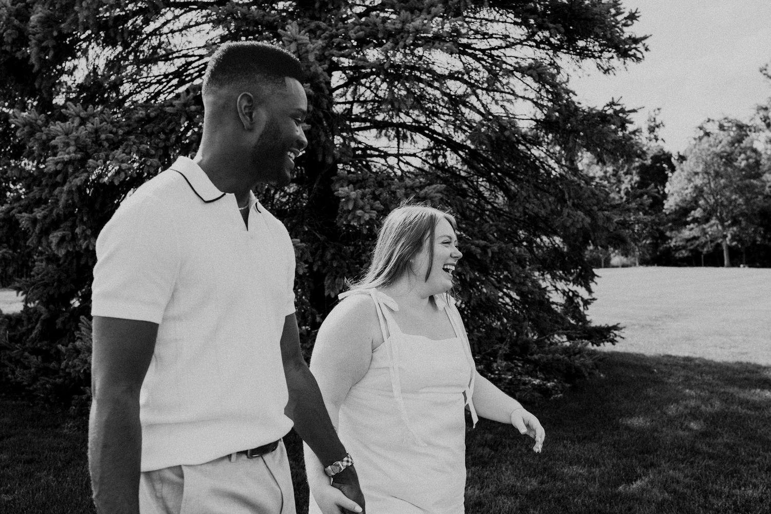 Couple walking for Engagement Photoshoot at Waltz Vineyards Estate Winery in Manheim, PA