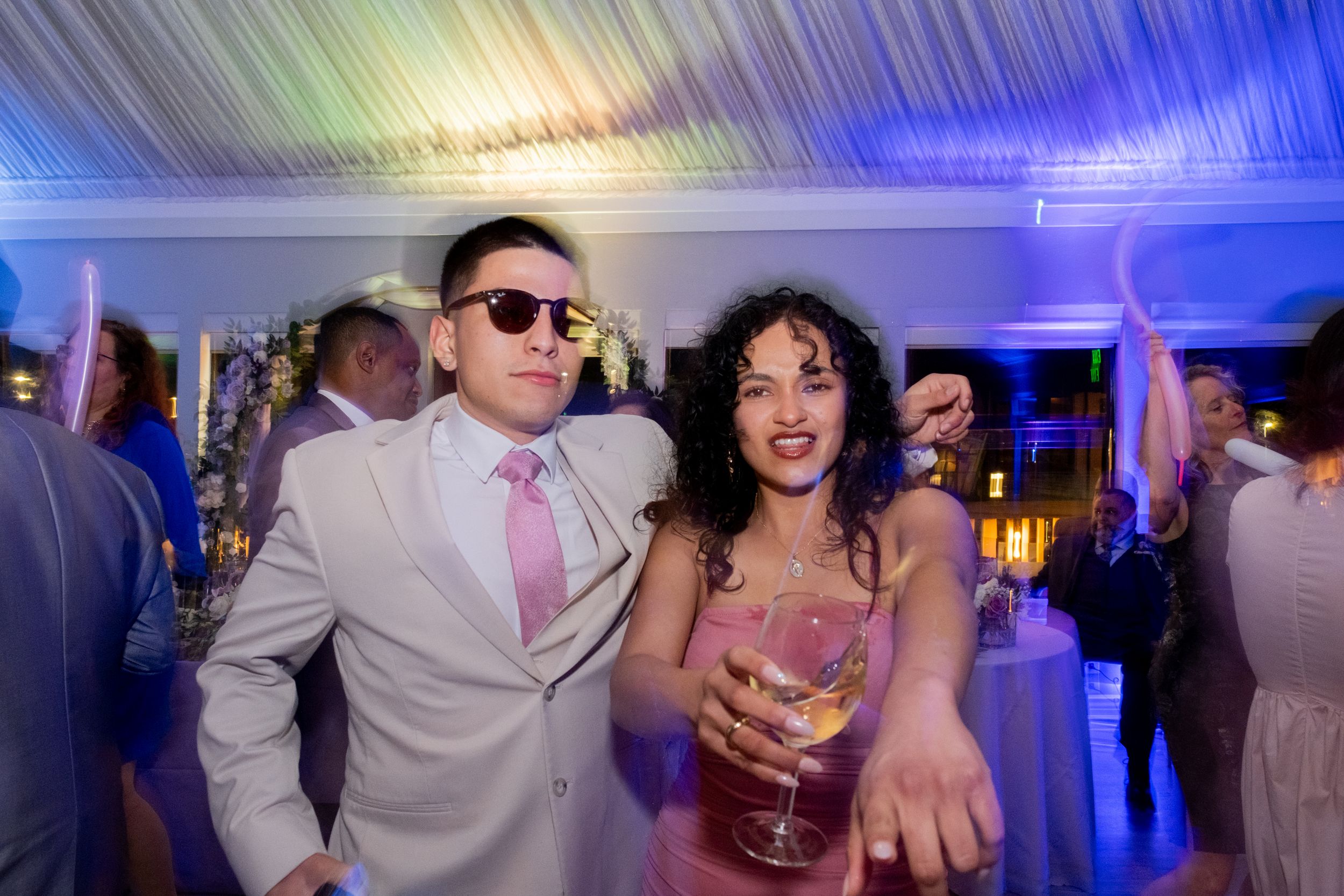 Couple dancing at a wedding party.