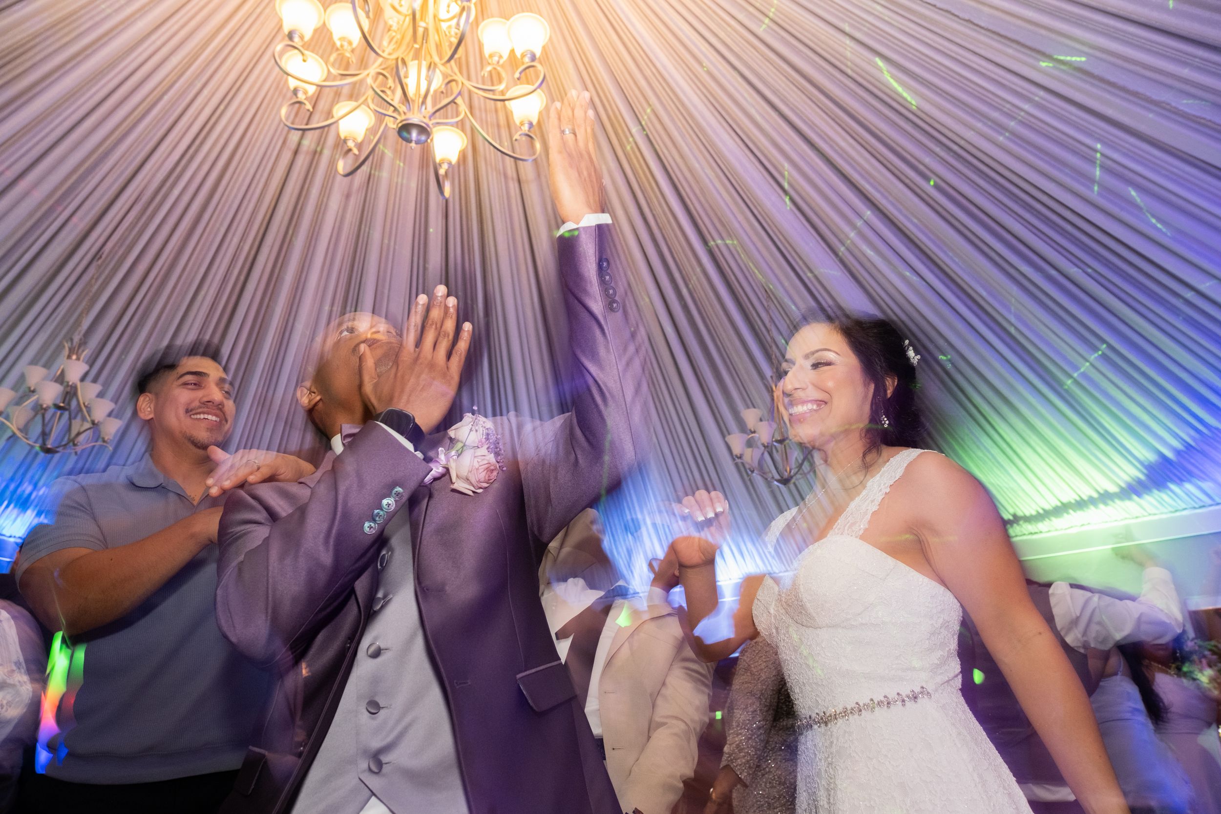 Couple dancing at their wedding party.