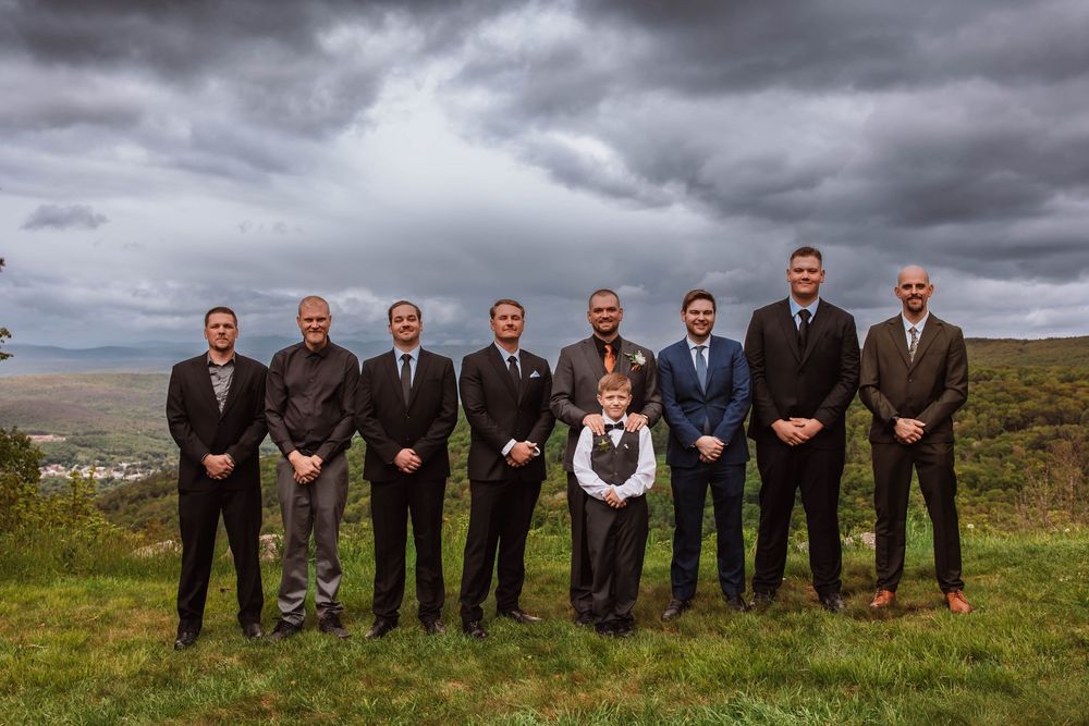 Groom wedding portraits with mountain views in the hudson valley NY