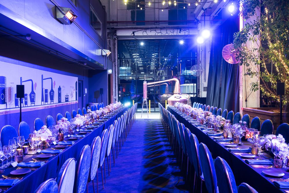 Tables at a private dinner event