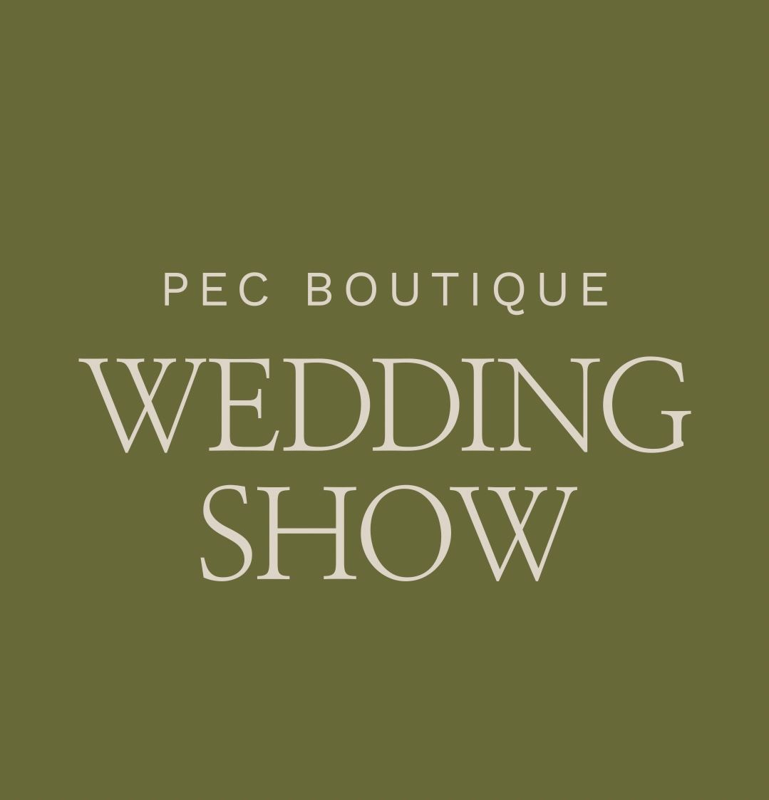 Text design for 'Wedding Show' in elegant typography on olive green background.