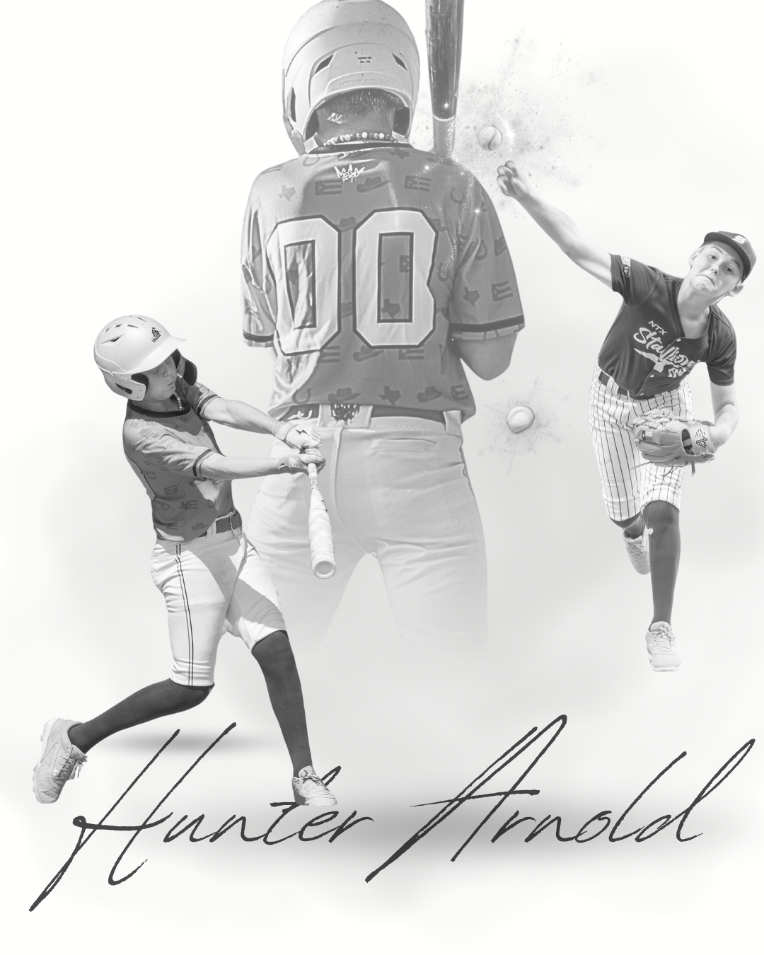 Drew Arnold Photography Youth Baseball poster black and white