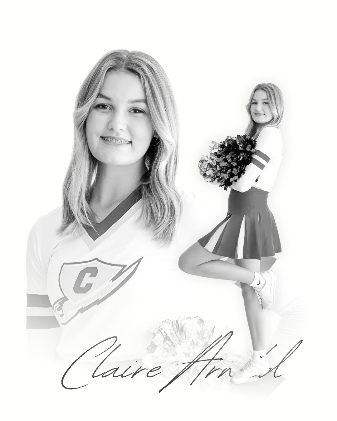 Drew Arnold Photography Highschool Cheer poster black and white