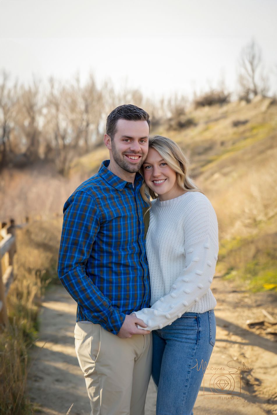 Engagement photo of couple in Boise foothills