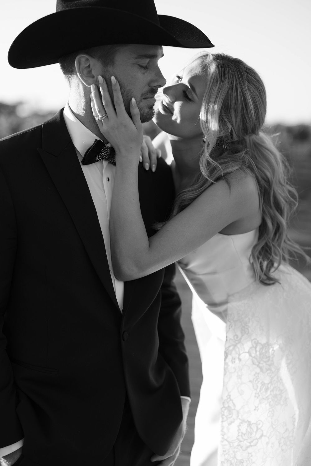 Black and white sequence of a romantic wedding couple sharing intimate moments together.
