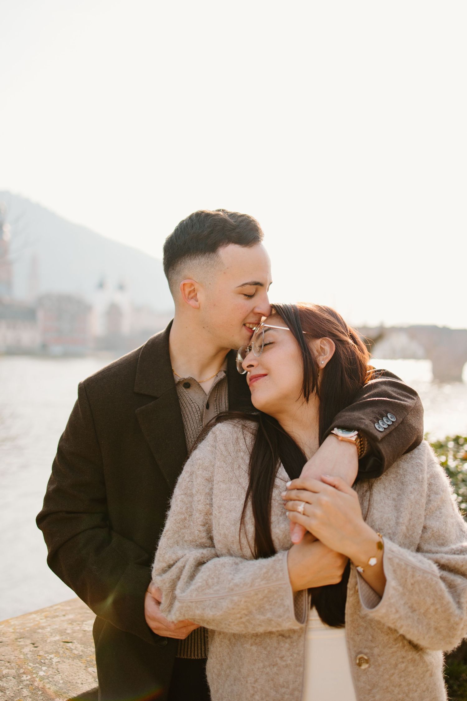 Heidelberg Proposal Photography, Couple in front of Heidelberg Castle during Proposal, Engagement at Nectar River,  Spring Proposal
