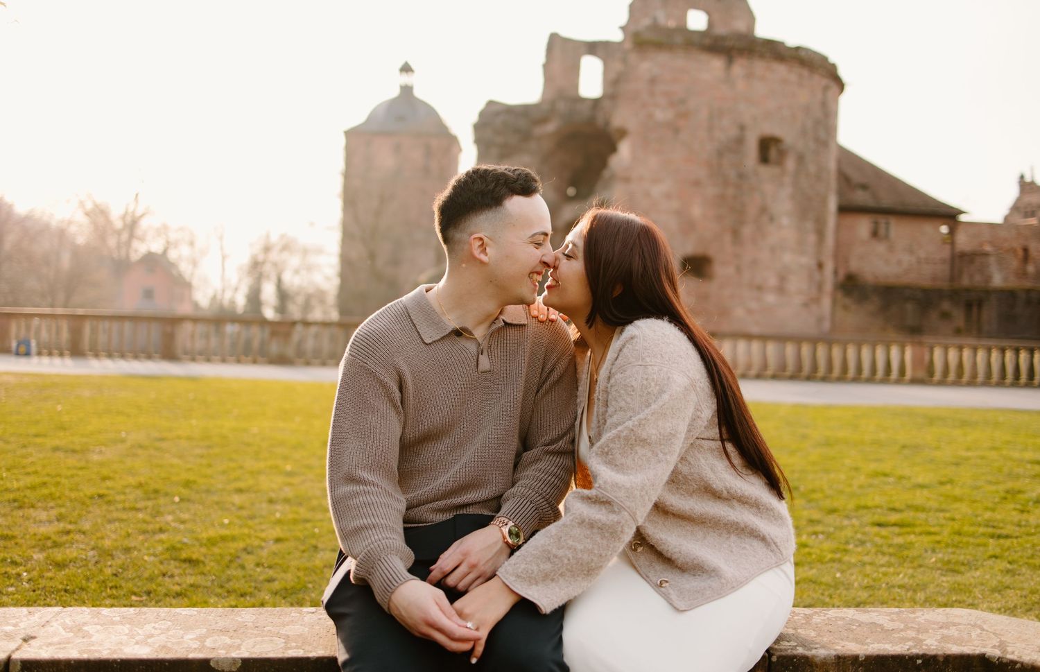 Heidelberg Proposal Photography, Couple celebrating proposal at heidelberg castle, Engagement,  Spring Proposal