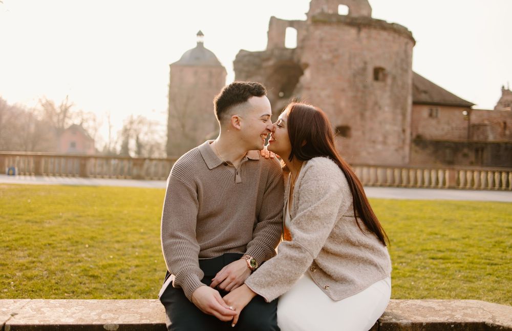 Heidelberg Proposal Photography, Couple celebrating proposal at heidelberg castle, Engagement,  Spring Proposal
