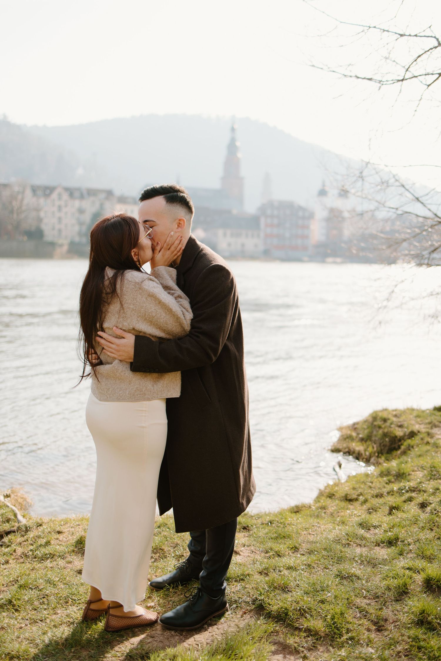 Heidelberg Proposal Photography, Couple in front of Heidelberg Castle during Proposal, Engagement at Nectar River,  Spring Proposal