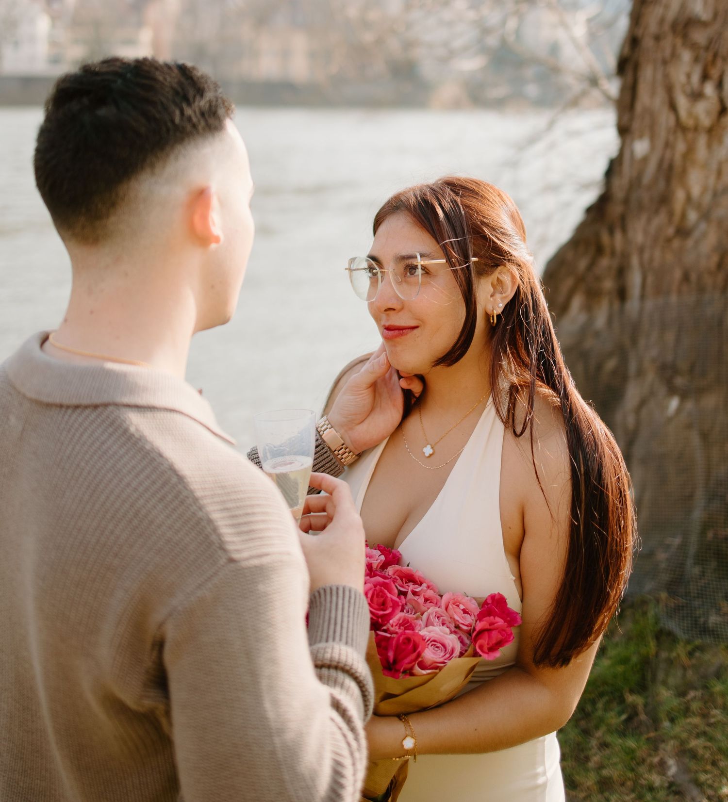 Heidelberg Proposal Photography, Couple in front of Heidelberg Castle during Proposal, Engagement at Nectar River,  Spring Proposal