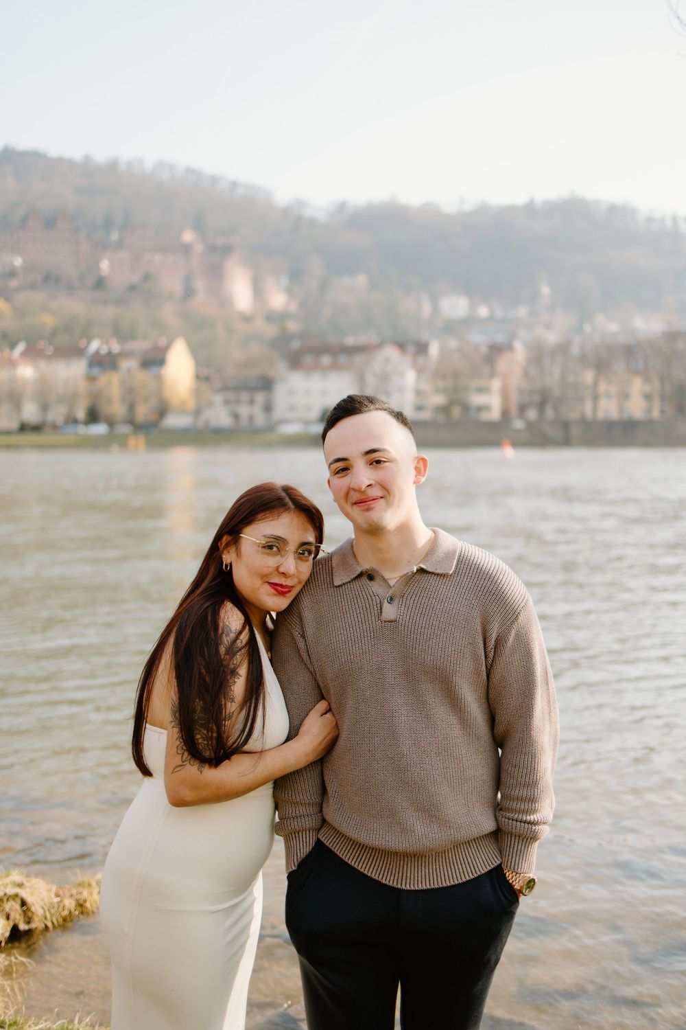 Heidelberg Proposal Photography, Couple in front of Heidelberg Castle during Proposal, Engagement at Nectar River,  Spring Proposal