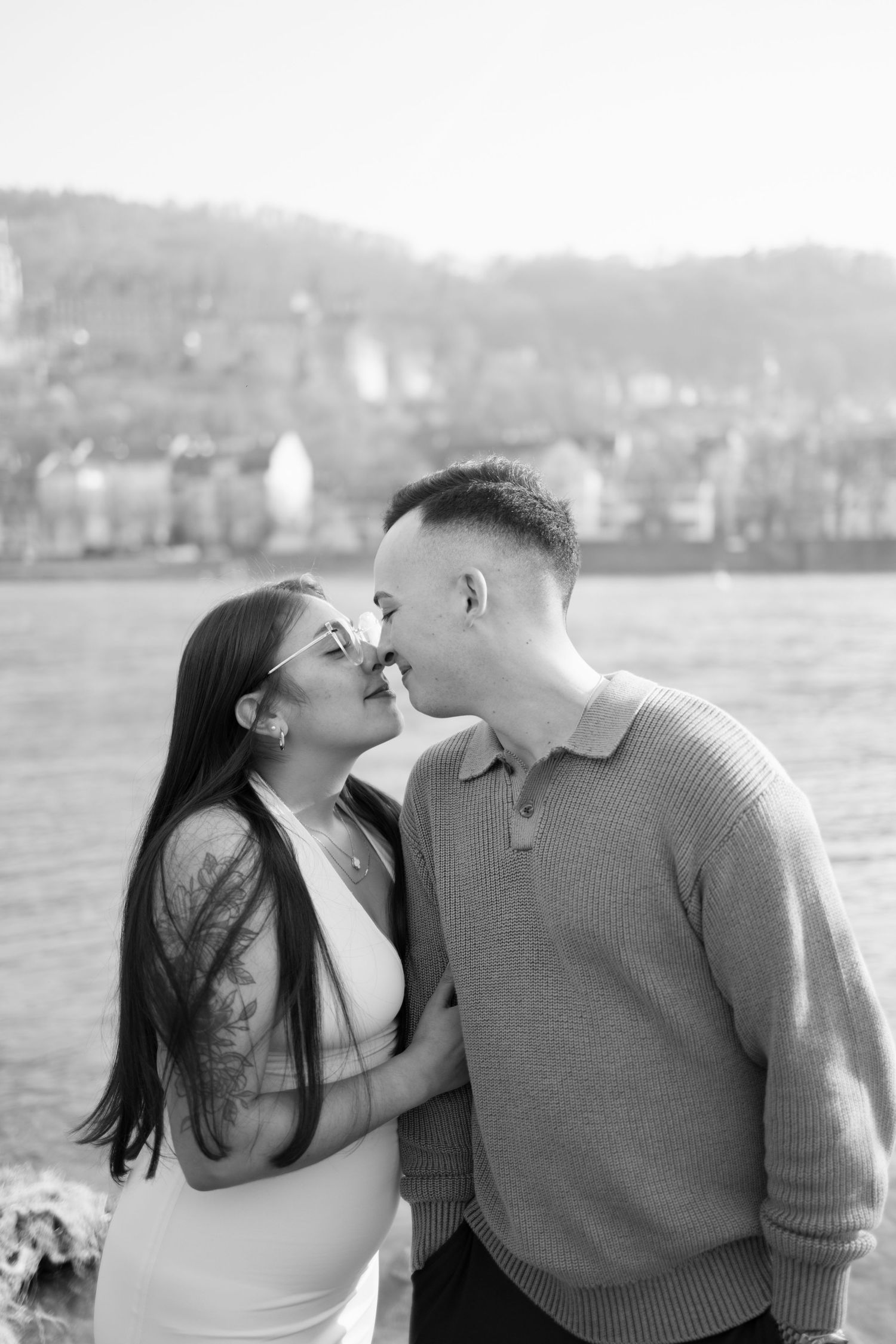 Heidelberg Proposal Photography, Couple in front of Heidelberg Castle during Proposal, Engagement at Nectar River,  Spring Proposal