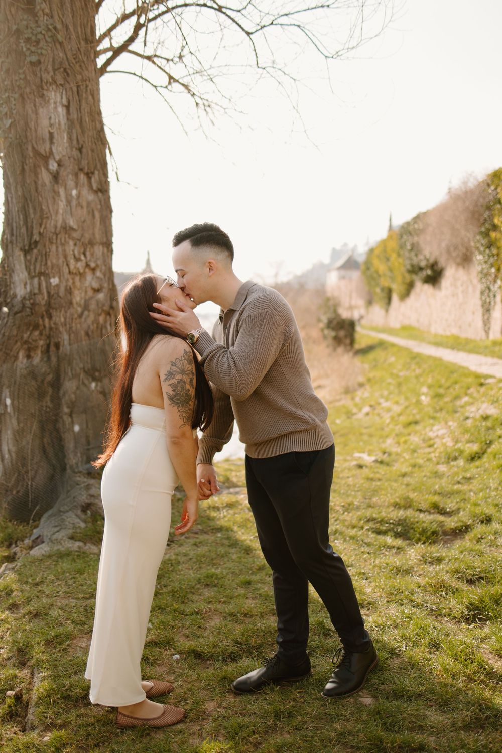 Heidelberg Proposal Photography, Couple in front of Heidelberg Castle during Proposal, Engagement at Nectar River,  Spring Proposal